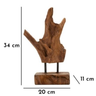 Objet décoratif en bois marron 20x11x34 cm - Pièce unique