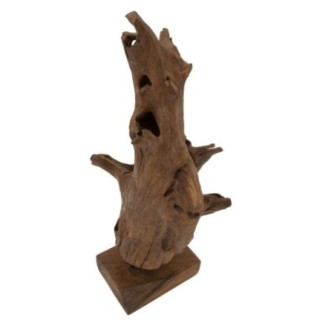 Objeto decorativo en madera marrón 23x27x64 cm - Pieza única