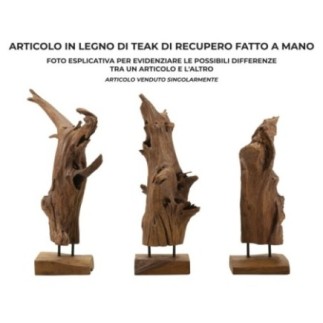 Objeto decorativo en madera marrón 23x27x64 cm - Pieza única