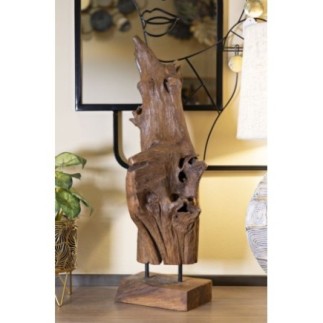 Objeto decorativo en madera marrón 23x27x64 cm - Pieza única
