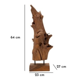 Objeto decorativo en madera marrón 23x27x64 cm - Pieza única
