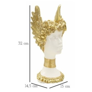 Escultura de Atena em resina branca, 15 x 14,5 x 32 cm