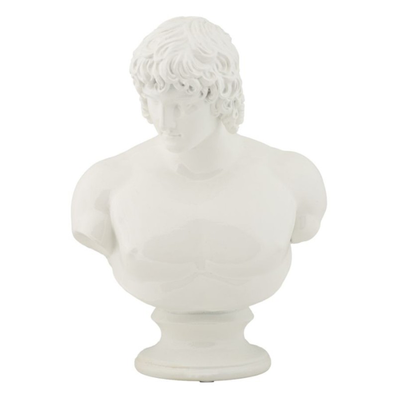 Busto masculino em resina branca, 18,2 x 12,8 x 25 cm