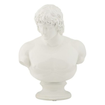 Busto maschile in resina bianca 18,2x12,8x25 cm