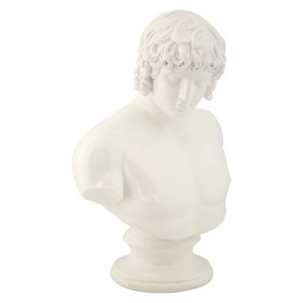Busto maschile in resina bianca 18,2x12,8x25 cm