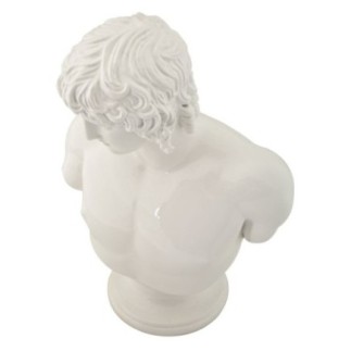 Busto masculino em resina branca, 18,2 x 12,8 x 25 cm