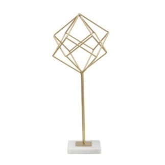 Sculpture cube en métal doré 16x18x41.5 cm