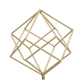 Sculpture cube en métal doré 16x18x41.5 cm