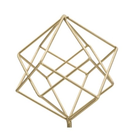 Sculpture cube en métal doré 16x18x41.5 cm