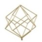 Escultura em forma de cubo em metal dourado, 16 x 18 x 41,5 cm