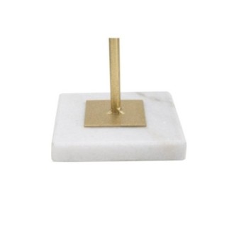 Escultura em forma de cubo em metal dourado, 16 x 18 x 41,5 cm
