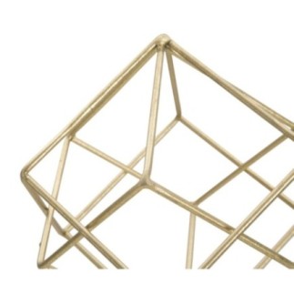 Escultura em forma de cubo em metal dourado, 16 x 18 x 41,5 cm