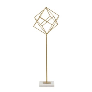 Sculpture cube en métal doré 16x18x52.5 cm