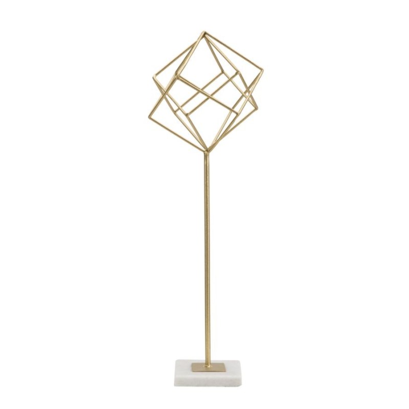 Cubo scultura in metallo dorato 16x18x52,5 cm