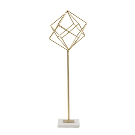 Sculpture cube en métal doré 16x18x52.5 cm