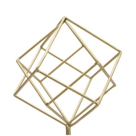 Cubo scultura in metallo dorato 16x18x52,5 cm