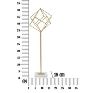 Cubo scultura in metallo dorato 16x18x52,5 cm