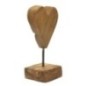 Cuore su piede in teak marrone 10x10x25 cm - Pezzo unico