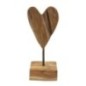Cuore su piede in teak marrone 10x10x25 cm - Pezzo unico