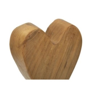 Cuore su piede in teak marrone 10x10x25 cm - Pezzo unico