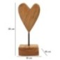 Cuore su piede in teak marrone 10x10x25 cm - Pezzo unico