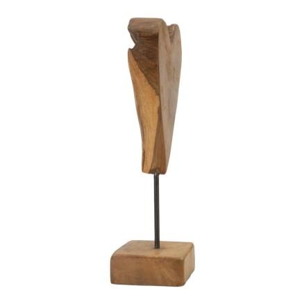 Cœur sur pied en teck marron 15x10x35 cm - Pièce unique