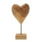 Cuore su piede in teak marrone 20x12x37 cm - Pezzo unico