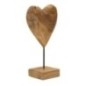 Corazón sobre pie en teka marrón 20x12x37 cm - Pieza única