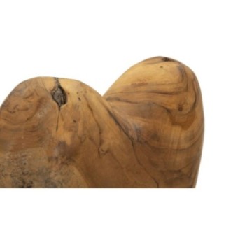 Cuore su piede in teak marrone 20x12x37 cm - Pezzo unico