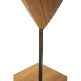 Cuore su piede in teak marrone 20x12x37 cm - Pezzo unico