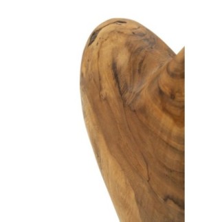 Cuore su piede in teak marrone 20x12x37 cm - Pezzo unico