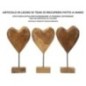 Cuore su piede in teak marrone 20x12x37 cm - Pezzo unico