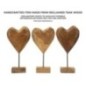 Cuore su piede in teak marrone 20x12x37 cm - Pezzo unico