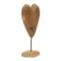 Cuore su piede in teak marrone 25x12x45 cm - Pezzo unico