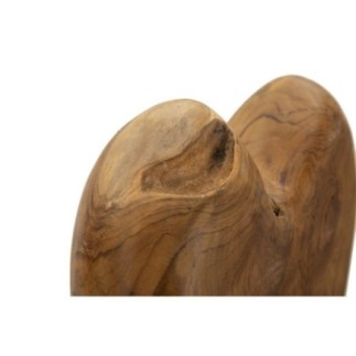 Corazón sobre pie en teka marrón 25x12x45 cm - Pieza única