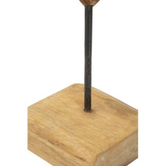 Cuore su piede in teak marrone 25x12x45 cm - Pezzo unico