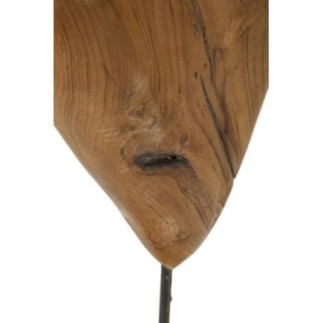 Cuore su piede in teak marrone 25x12x45 cm - Pezzo unico