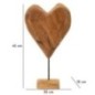 Corazón sobre pie en teka marrón 25x12x45 cm - Pieza única