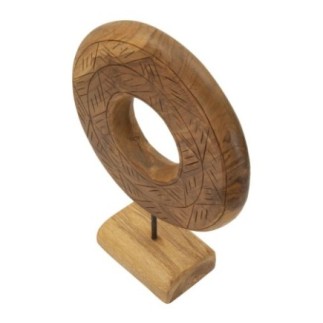Círculo com base em teca castanha, 28 x 10 x 38 cm - Peça única