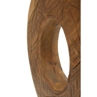 Círculo com base em teca castanha, 28 x 10 x 38 cm - Peça única