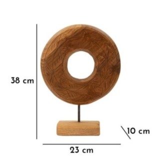 Círculo com base em teca castanha, 28 x 10 x 38 cm - Peça única