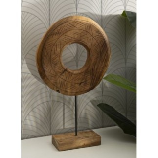 Cercle sur pied en teck marron 35x10x58 cm - Pièce unique