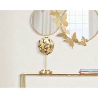 Sfera decorativa su base in metallo dorato 19,5x40,5 cm