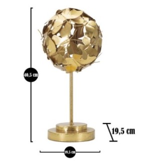 Sfera decorativa su base in metallo dorato 19,5x40,5 cm