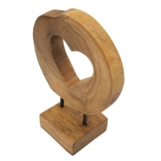 Cœur sculpté en teck marron 20x10x28 cm - Pièce unique