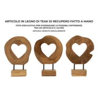 Cuore intagliato in teak marrone 20x10x28 cm - Pezzo unico