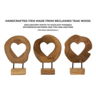 Cuore intagliato in teak marrone 20x10x28 cm - Pezzo unico