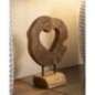 Cœur sculpté en teck marron 20x10x28 cm - Pièce unique