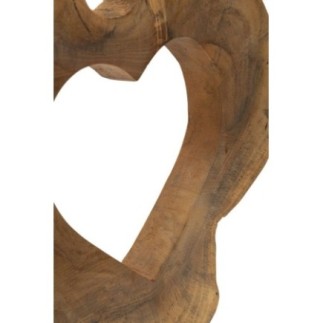 Corazón tallado en teca marrón 28x10x38 cm - Pieza única