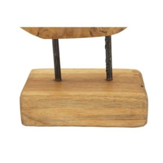 Coração esculpido em teca castanha, 28 x 10 x 38 cm - Peça única